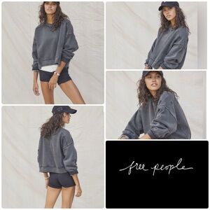 Free People | Intercept Pullover Black Charcoal Sweatshirt